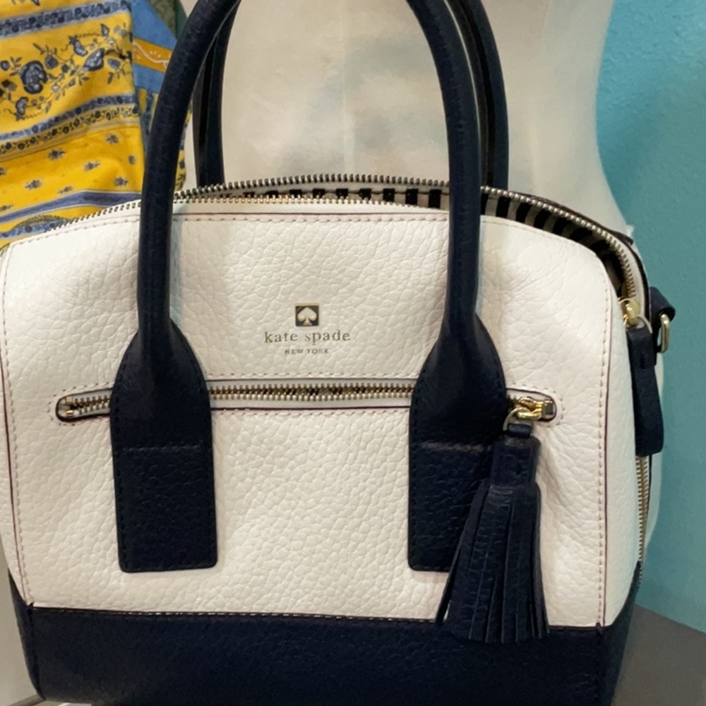 Blue and white Kate Spade handbag.